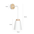 Wandlamp gepoedercoat staal en hout Bolero, wit, Scandinavisch, E27 max. 15 W led, voor woonkamer en hal