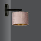 Wandlamp Hilde gepoedercoat staal met stoffen kap, zwart armatuur, roze lampenkap Ø 20 cm, E27 voor woonkamer en slaapkamer