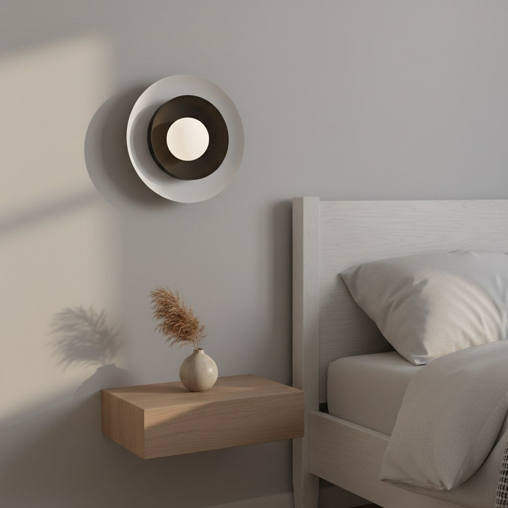 Wandlamp Poppi gepoedercoat staal, Scandinavisch, zwart met witte lampenkap, 30 x 30 cm, G9
