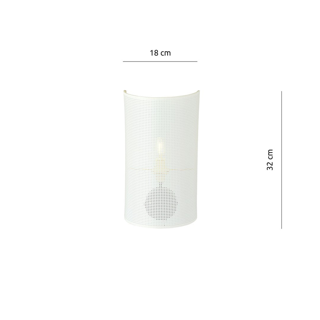 Wandlamp Aston gepoedercoat staal met stoffen kap, industrieel, wit en goud, Ø 18 cm, 1 x E14