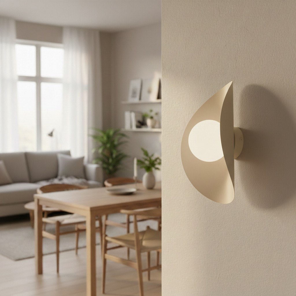 Wandlamp gepoedercoat staal Fiero XL modern mokka met witte kap Ø 10 cm, voor hal, woonkamer en slaapkamer