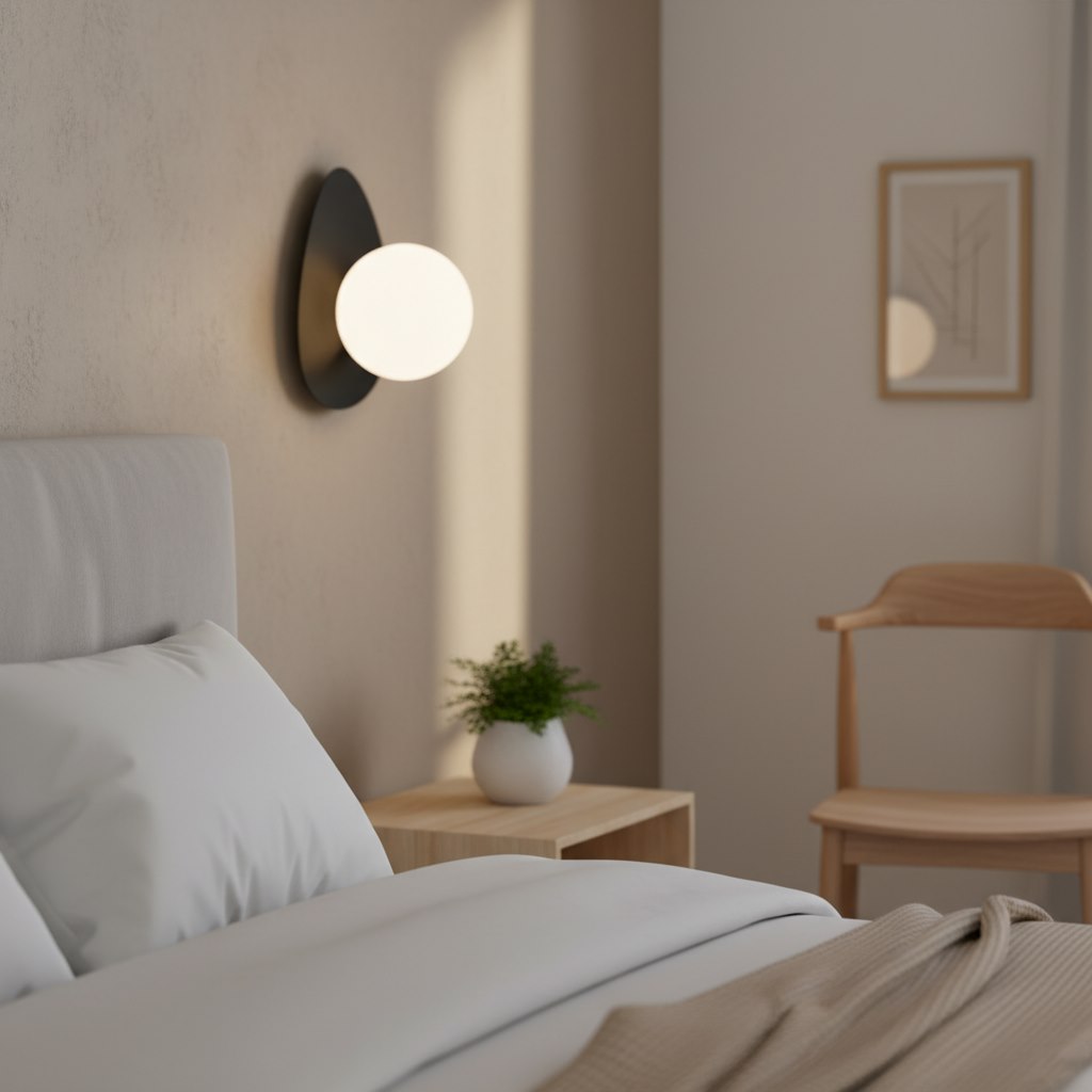 Wandlamp gepoedercoat staal Ovo modern zwart met witte bol Ø 10 cm, G9 fitting voor hal en slaapkamer