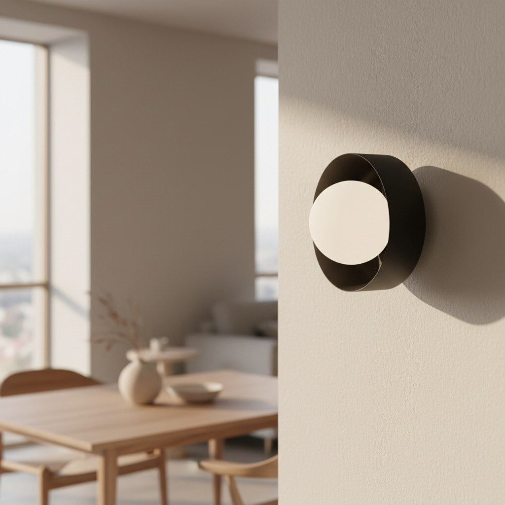 Wandlamp gepoedercoat staal Lulu K1 minimalistisch, zwart met witte kap, G9 fitting – 17 x 13 x 17 cm