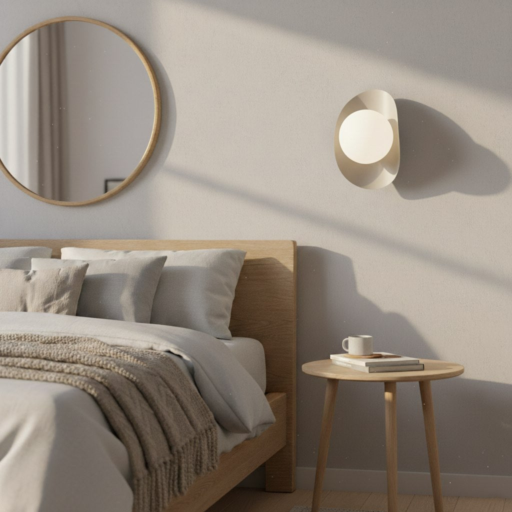 Wandlamp gepoedercoat staal modern Fiero M mokka met witte kap, 1 x G9 – 16 x 13 x 20 cm