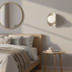 Wandlamp gepoedercoat staal modern Fiero M mokka met witte kap, 1 x G9 – 16 x 13 x 20 cm