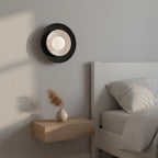 Wandlamp gepoedercoat staal Scandinavisch Poppi zwart met witte kap, G9 fitting, led max. 8 W