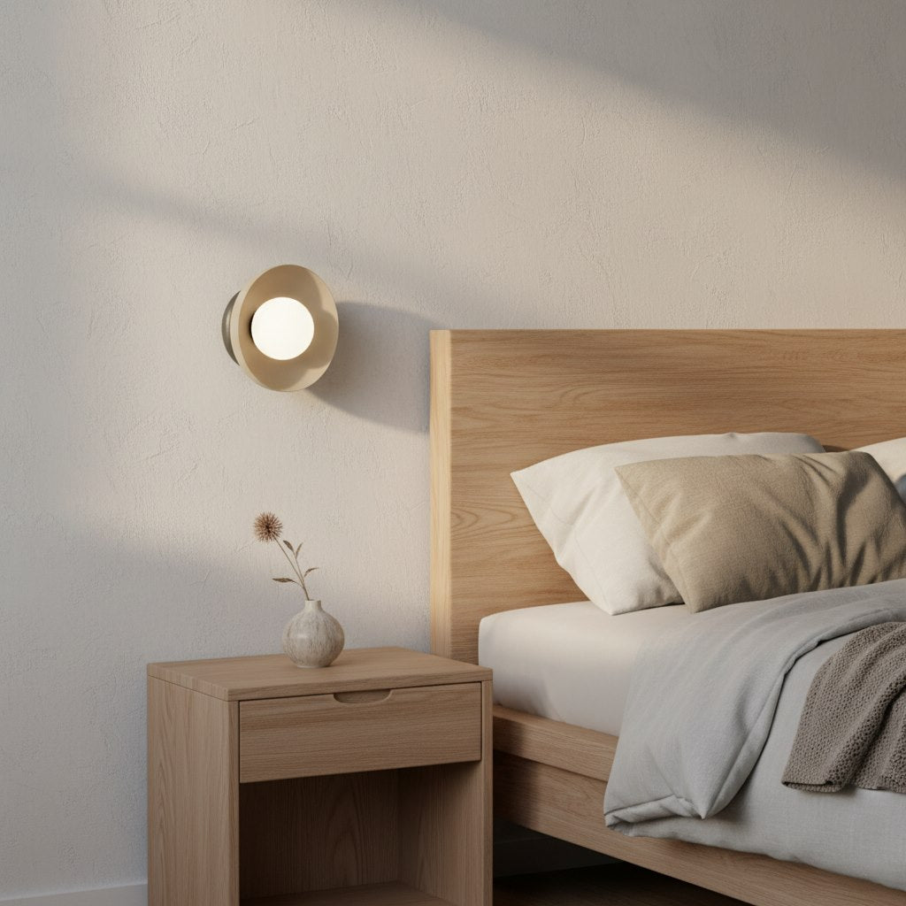 Wandlamp gepoedercoat staal minimalistisch Ozzy mokka en zwart, witte kap Ø 10 cm, G9 – hal, woonkamer