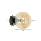 Wandlamp staal en glas modern Rossi zwart met amberkleurige glazen kap Ø 14 cm, voor woonkamer en slaapkamer