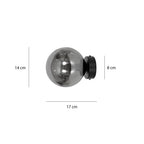 Wandlamp gepoedercoat staal en glas Rossi, zwart met grafiet glazen kap Ø 14 cm, E14, voor woonkamer en slaapkamer
