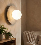Wandlamp gepoedercoat staal en vilt Calma boho beige 20 x 13 cm, G9 fitting voor slaapkamer en gang