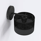 Wandlamp zwart gepoedercoat staal met stoffen kap, minimalistisch Karbon, kap Ø 20 cm, E27 fitting