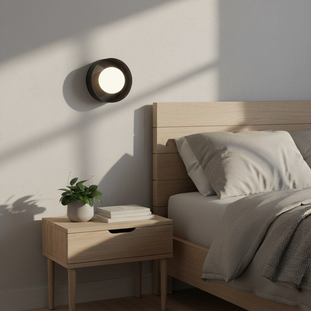Wandlamp gepoedercoat staal Lulu K1 minimalistisch, zwart met witte kap, G9 fitting – 17 x 13 x 17 cm