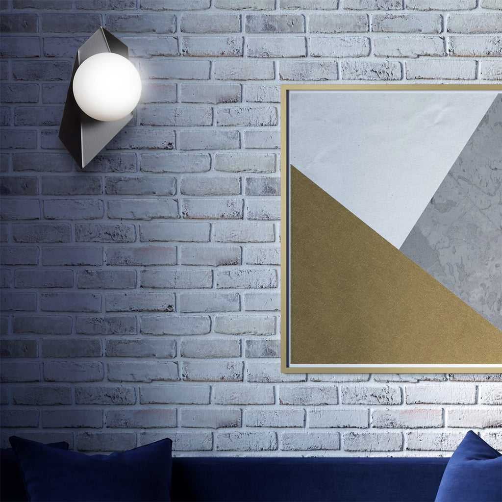 Wandlamp gepoedercoat staal Drifton zwart, witte glazen kap Ø 15 cm, 20 x 30 cm, hal en woonkamer