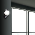 Wandlamp gepoedercoat staal Drifton zwart, witte glazen kap Ø 15 cm, 20 x 30 cm, hal en woonkamer