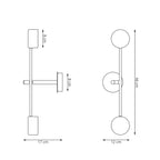 Wandlamp gepoedercoat staal Natsu, modern, zwart, 2 lichtpunten, voor hal, woonkamer en gang