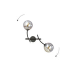 Wandlamp gepoedercoat staal en glas Hunter K2, zwart met grafiet glazen kappen, 2 lichtpunten E14, binnen
