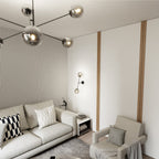 Wandlamp gepoedercoat staal en glas Linear K2, zwart met grafiet glazen kappen, 2 lichtpunten, E14
