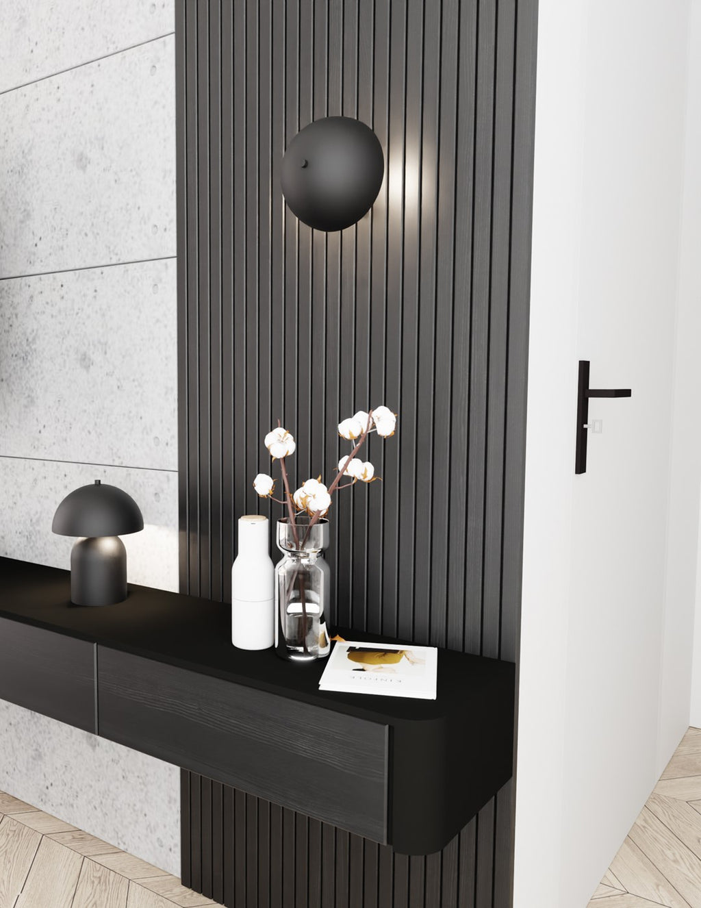 Wandlamp gepoedercoat staal Mush zwart, Ø 18 cm, 2 fittingen G9, voor slaapkamer, woonkamer of hal