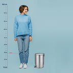 Pedaalemmer metaal Mats mat zilver 12 L, met soft-close deksel voor keuken, badkamer en kantoor