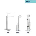 Handdoekrek vloermodel verchroomd metaal Style hoogglans zilver, met twee beugels, 81 cm hoog voor de badkamer