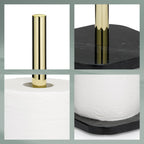 Toiletrolhouder marmer en metaal Liron, goud met zwart, 37 cm, voor toilet