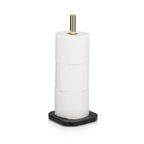 Toiletrolhouder marmer en metaal Liron, goud met zwart, 37 cm, voor toilet