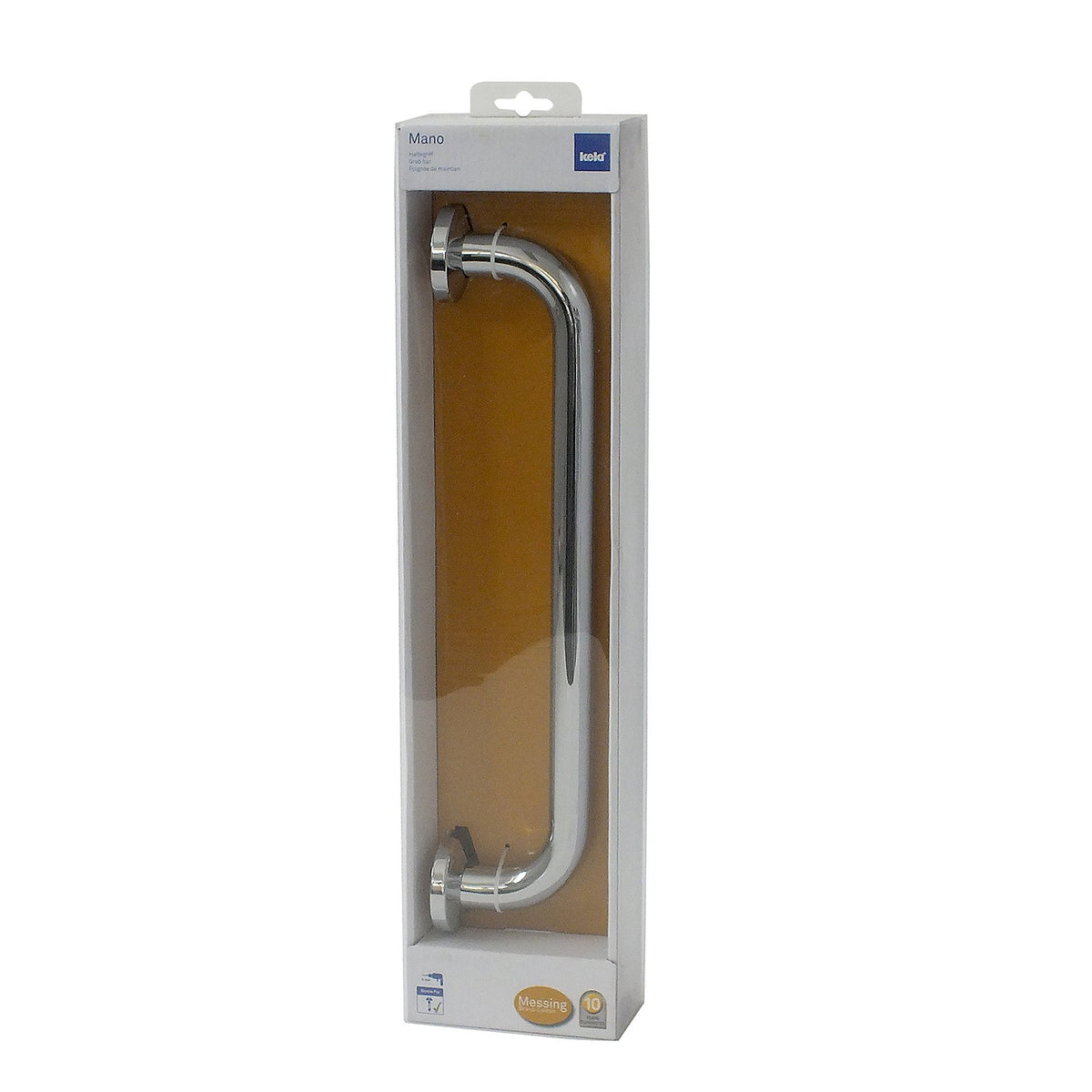 Handgreep massief messing Mano zilverkleurig 41 x 9 x 5,5 cm, badkamer wandmontage