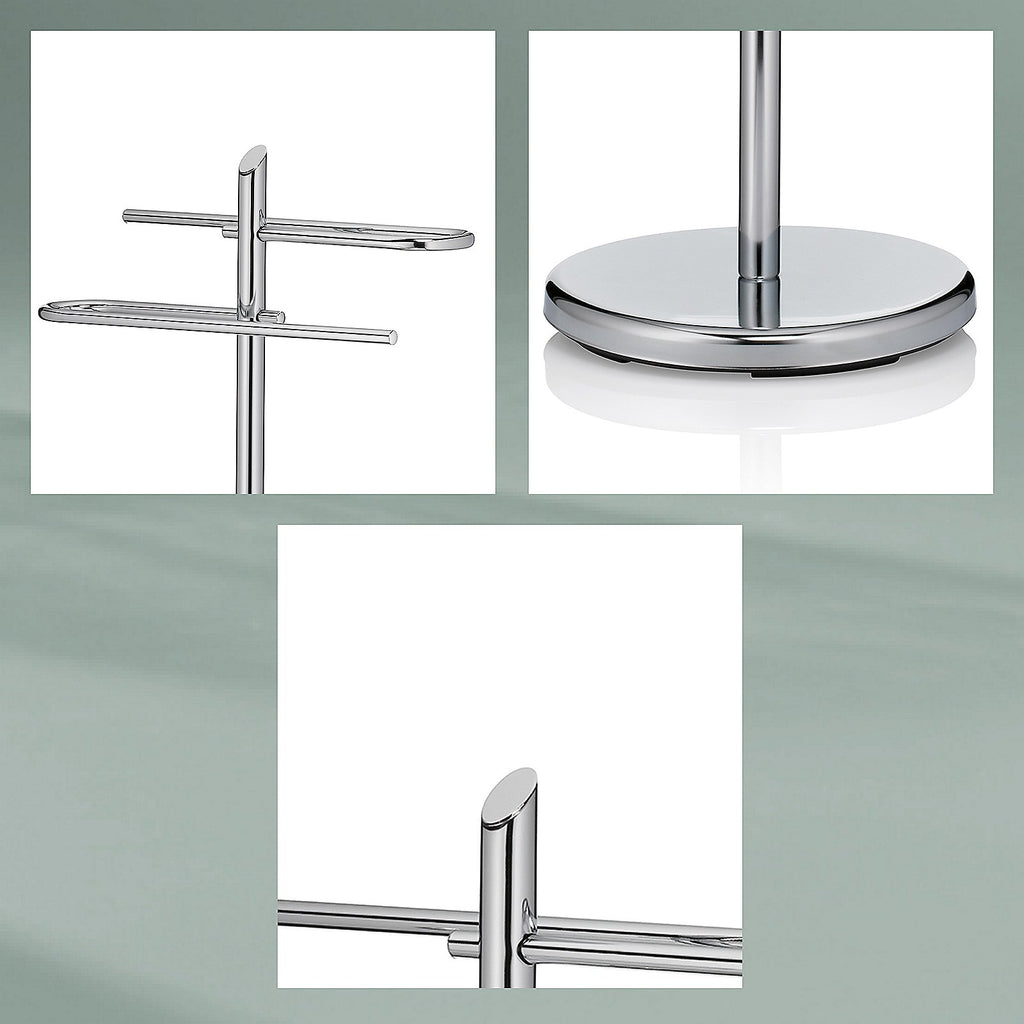 Handdoekrek staand metaal Ken glanzend verchroomd zilver, hoogte 88 cm, voor de badkamer