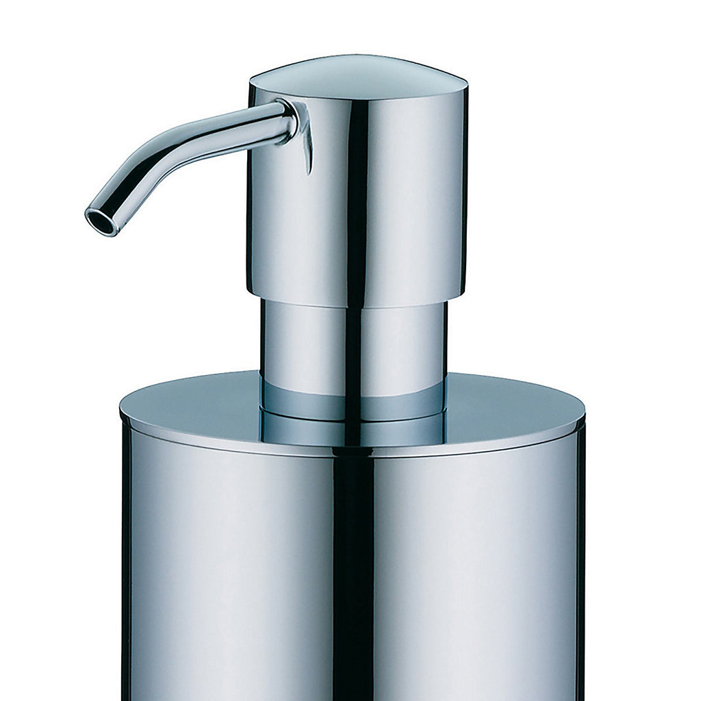 Zeepdispenser massief messing zilverkleurig, 400 ml, hoogte 23,5 cm, met pomp voor badkamer en keuken