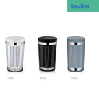 Wasmand met zitdeksel wit gecoat metaal Sevilla, Ø 35 cm hoog 60,5 cm, voor badkamer