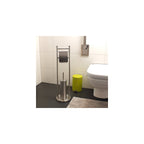 Toiletset staand roestvrijstaal geborsteld zilverkleurig, Swing, Ø 22 cm hoogte 77,5 cm, toiletborstel en rolhouder