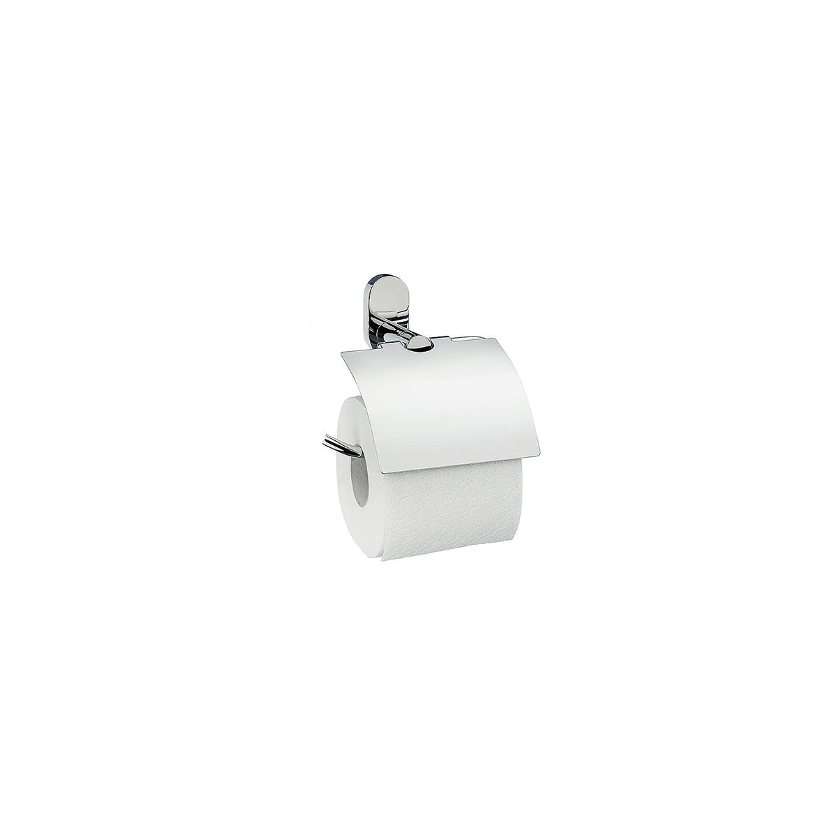 Toiletrolhouder Lucido roestvrijstaal 18/10 hoogglans zilver, met klep en wandbevestiging – 14,5 x 15,5 cm