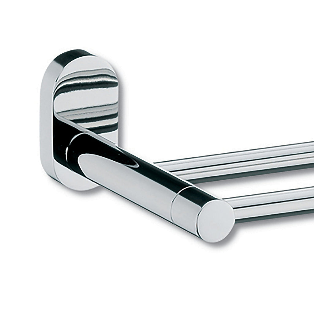 Handdoekrek dubbel roestvrij staal Lucido hoogglans zilver, 75,5 x 6 x 12,5 cm, badkamer