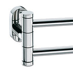 Handdoekrek dubbel roestvrij staal Lucido zilver 43 cm, verstelbare armen, zonder boren te monteren voor badkamer