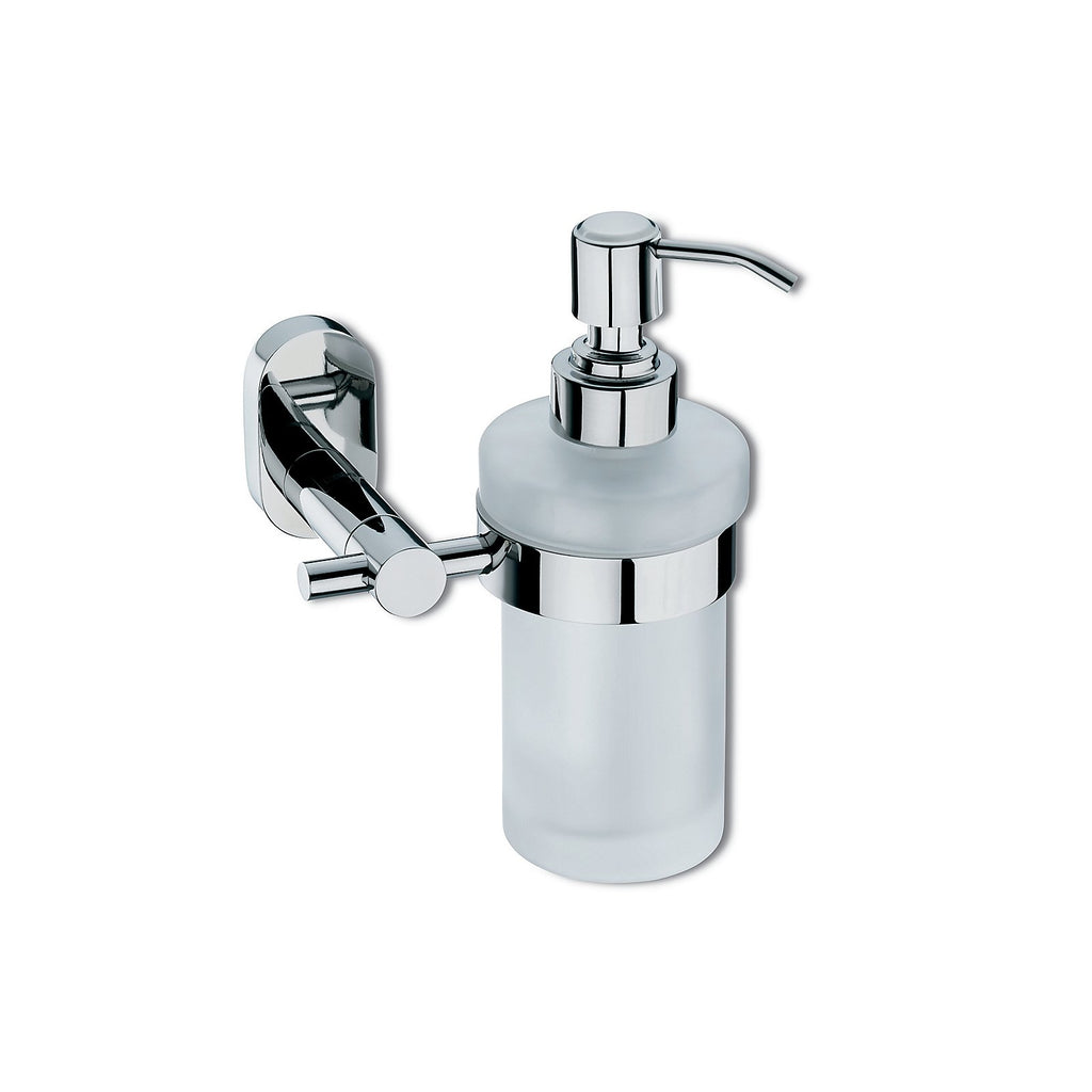 Zeepdispenser wandmodel roestvrij staal en glas Lucido, zilverkleurig, 250 ml, voor badkamer