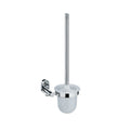 Wandgemonteerde toiletborstelhouder in hoogglans zilver met matte kunststof container en lange ronde steel