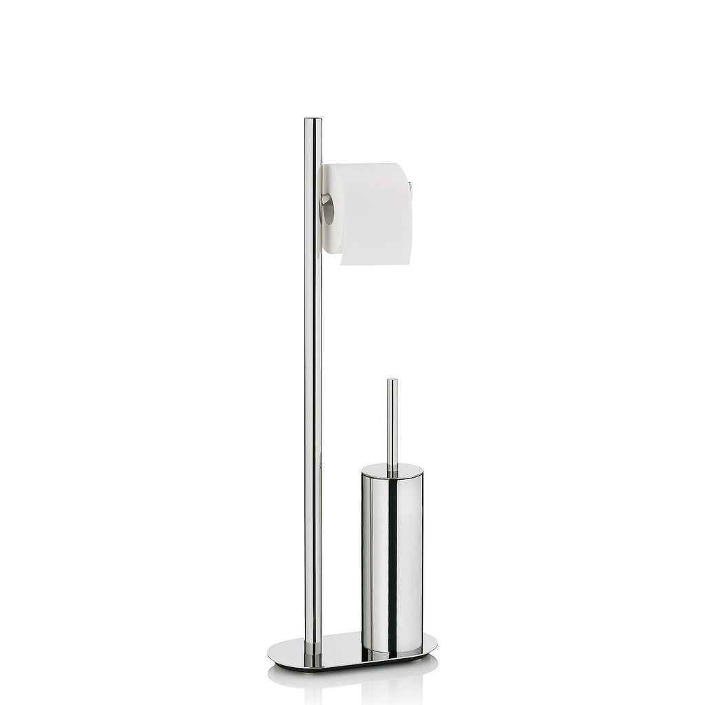 Toiletset toiletborstel en toiletrolhouder vrijstaand roestvrij staal Lucido zilver 76,5 cm voor de badkamer