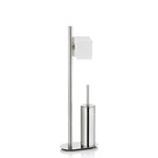 Toiletset toiletborstel en toiletrolhouder vrijstaand roestvrij staal Lucido zilver 76,5 cm voor de badkamer