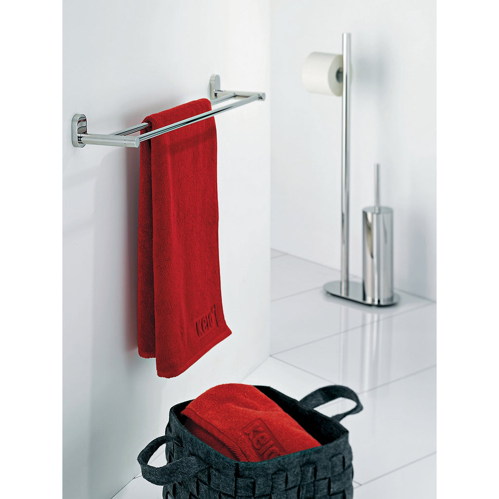 Toiletset toiletborstel en toiletrolhouder vrijstaand roestvrij staal Lucido zilver 76,5 cm voor de badkamer