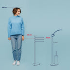 Toiletset toiletborstel en toiletrolhouder vrijstaand roestvrij staal Lucido zilver 76,5 cm voor de badkamer
