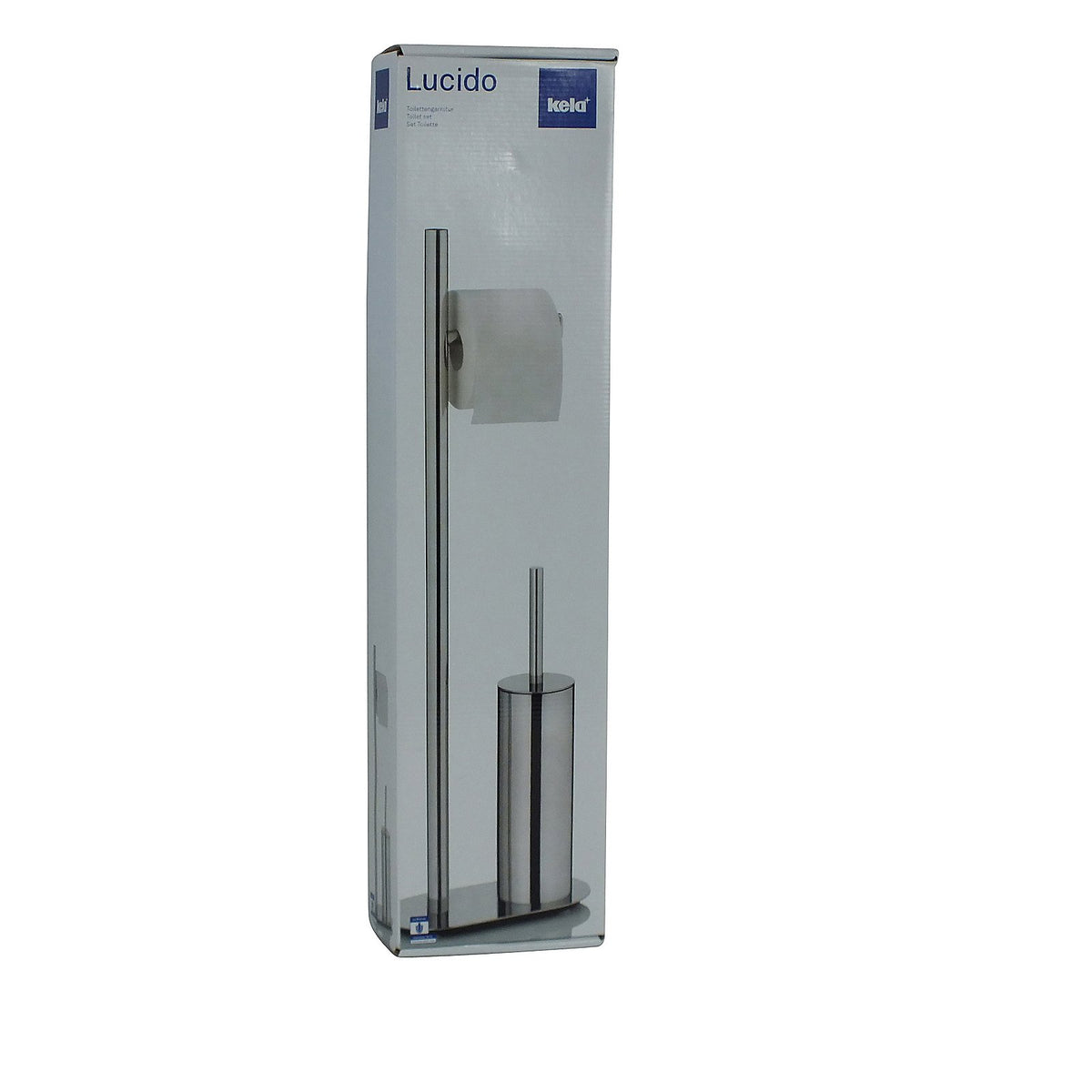 Toiletset toiletborstel en toiletrolhouder vrijstaand roestvrij staal Lucido zilver 76,5 cm voor de badkamer