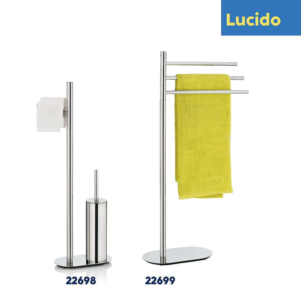 Toiletset toiletborstel en toiletrolhouder vrijstaand roestvrij staal Lucido zilver 76,5 cm voor de badkamer