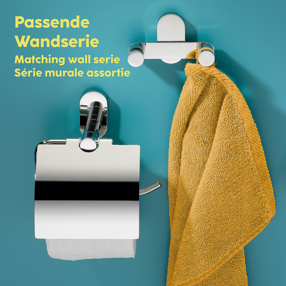 Toiletset toiletborstel en toiletrolhouder vrijstaand roestvrij staal Lucido zilver 76,5 cm voor de badkamer