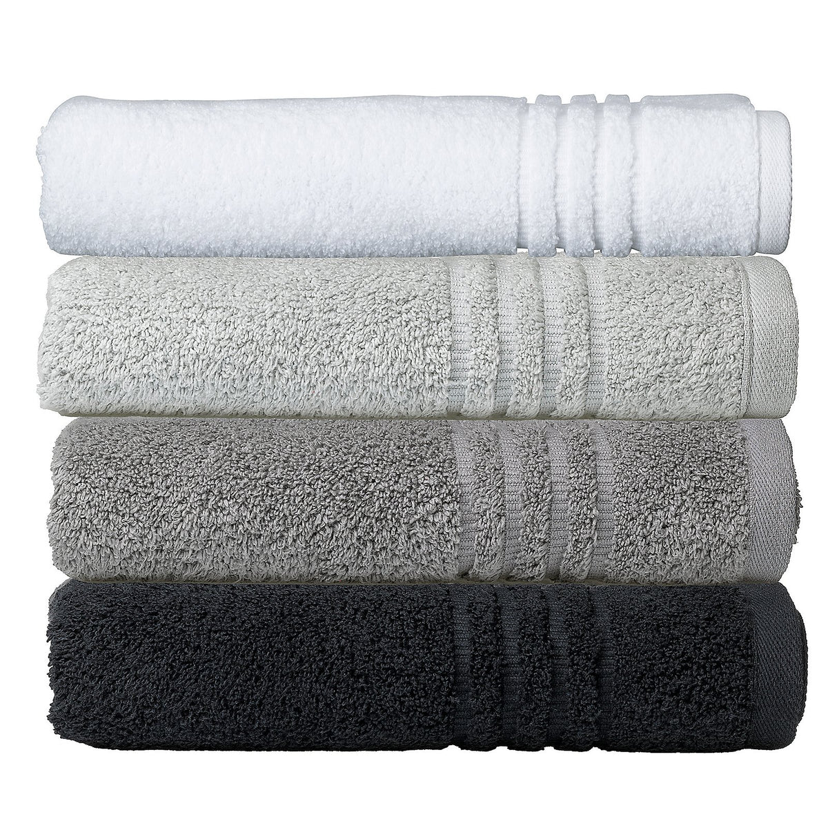 Badhanddoek katoen Leonora grijs 90 x 200 cm, voor sauna, strand en badkamer