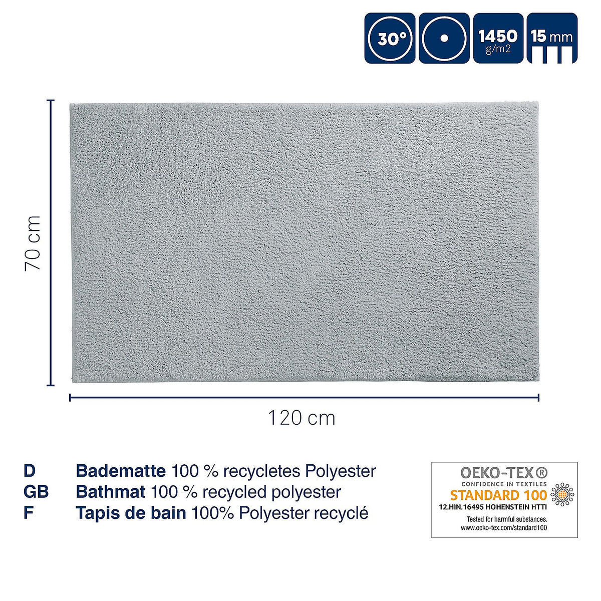 Badmat Maja zandbeige 120 x 70 cm, antislip en geschikt voor vloerverwarming in de badkamer