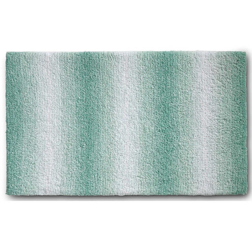 Jadegroene hoogpolige badmat met ombre-effect in verticale banen van groen naar wit