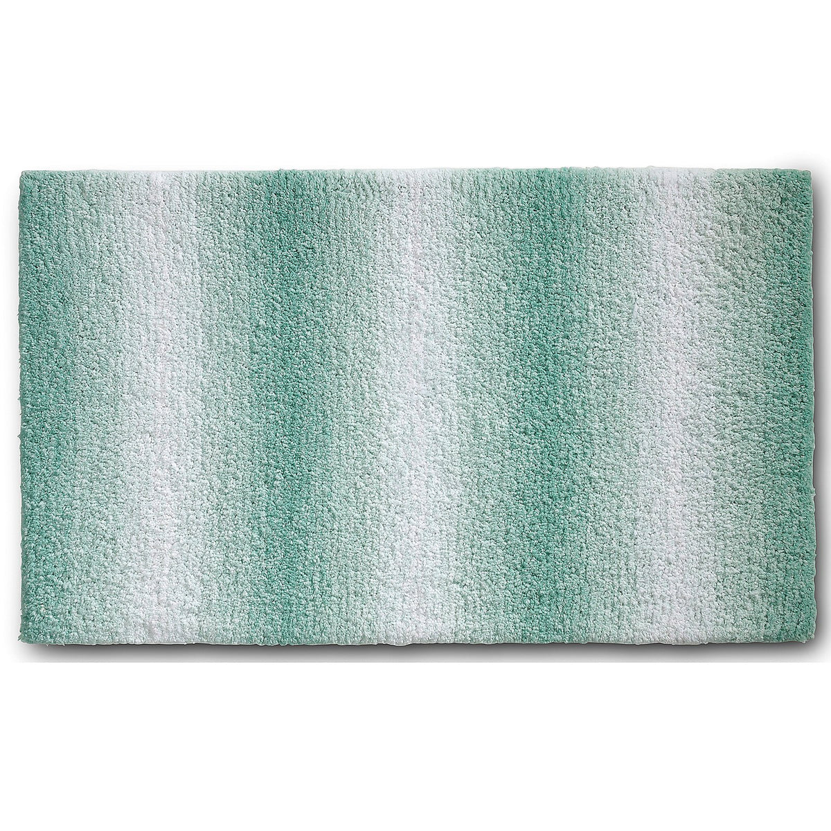 Jadegroene hoogpolige badmat met ombre-effect in verticale banen van groen naar wit