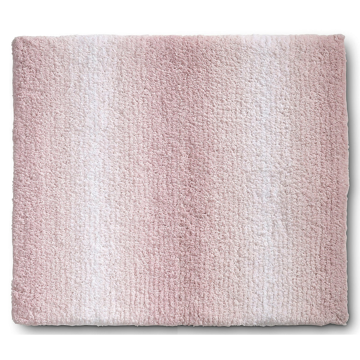 Rechthoekige oudroze badmat met ombre-effect, een kleurverloop van roze naar wit in verticale banen