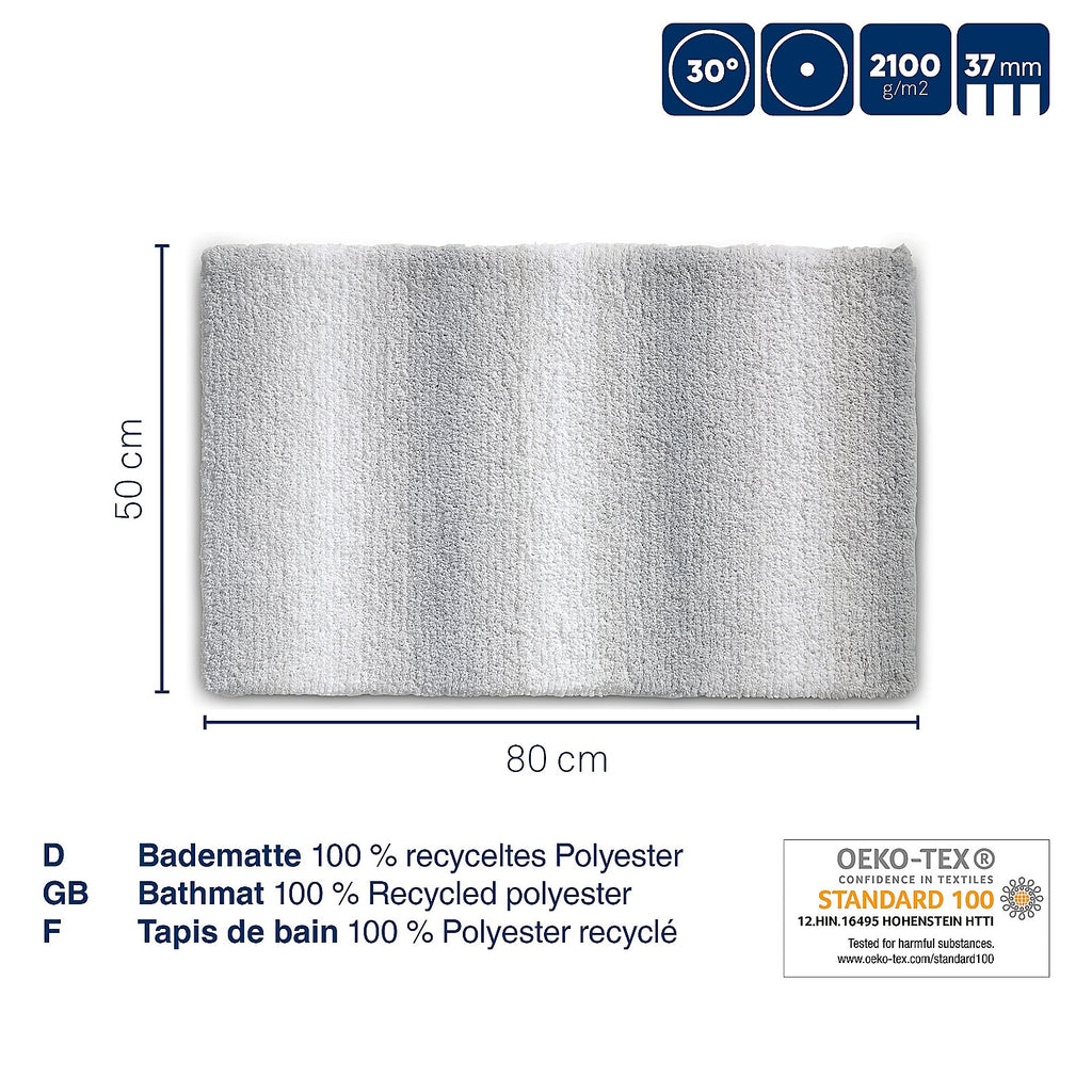 Badmat gerecycled polyester ombre oudroze 80 x 50 cm, antislip en hoogpolig voor de badkamer