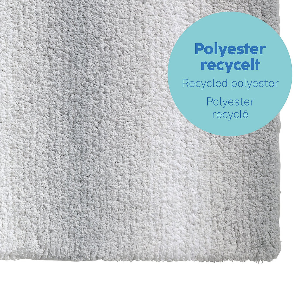 Badmat gerecycled polyester Ombre grijs 100 x 60 cm, hoogpolig met antislip-achterkant